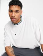 Asos Design Oversized T-shirt In White Pique With Contrast Tipping