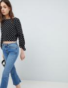 Qed London Polka Dot Blouse - Black
