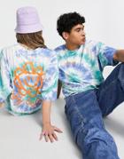 Asos Daysocial Unisex Oversized T-shirt With Scribble Graphic And Logo Print In Tie Dye-green
