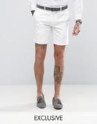 Only & Sons Skinny Shorts In Cotton Sateen - White