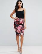Jessica Wright Pencil Dress With Floral Skirt - Black