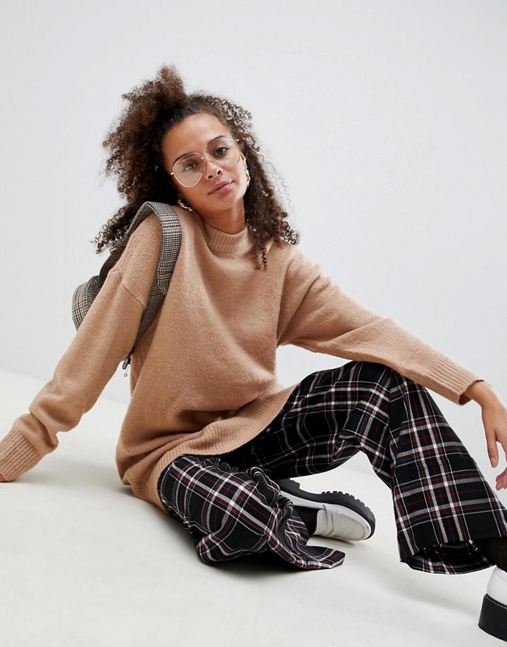 Bershka Crew Neck Long Length Sweater - Black