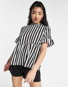 Jdy Alba Short Sleeve Stripey Blouse-black