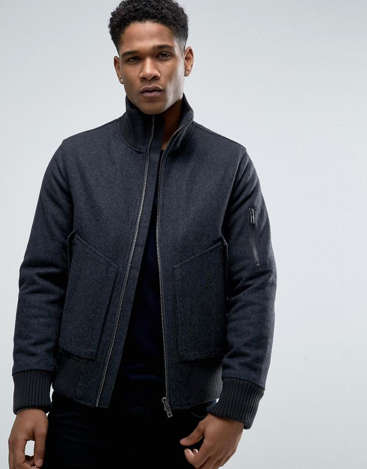Celio Jacket With Patch Pockets In Wool Mix - Gray