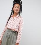 River Island Lip Print Shirt In Pink - Pink