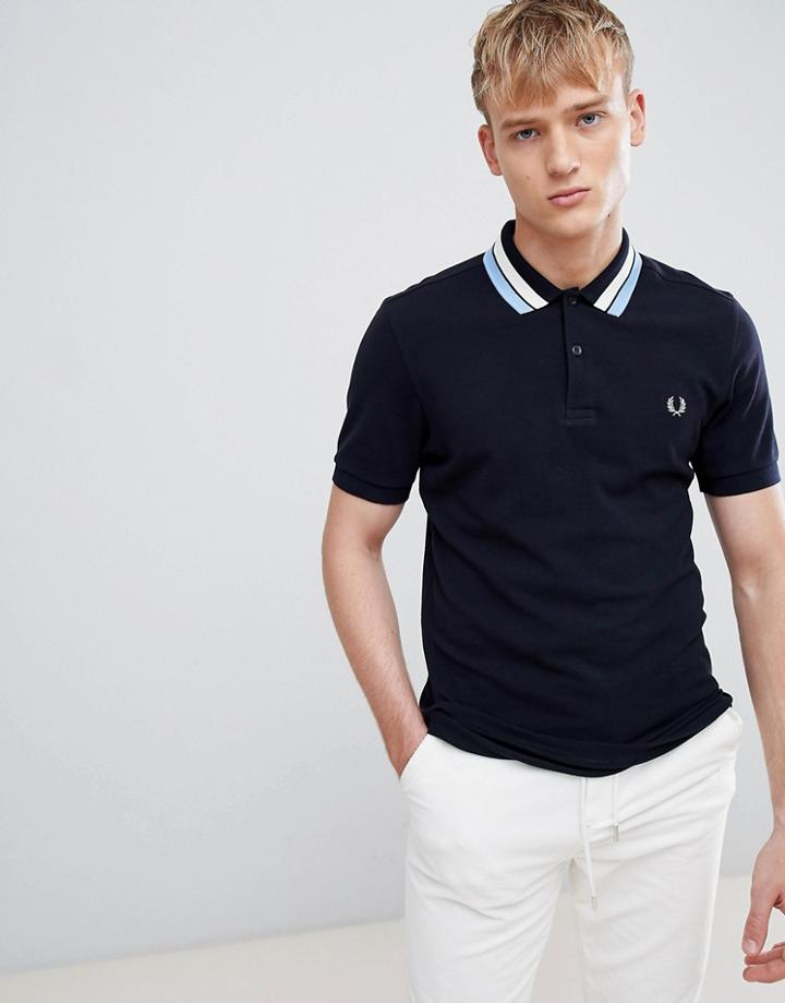 Fred Perry Bold Tipped Pique Polo In Navy - Navy