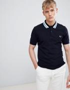 Fred Perry Bold Tipped Pique Polo In Navy - Navy