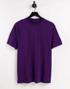 Asos Design Organic T-shirt With Crew Neck In Blackberry-purple