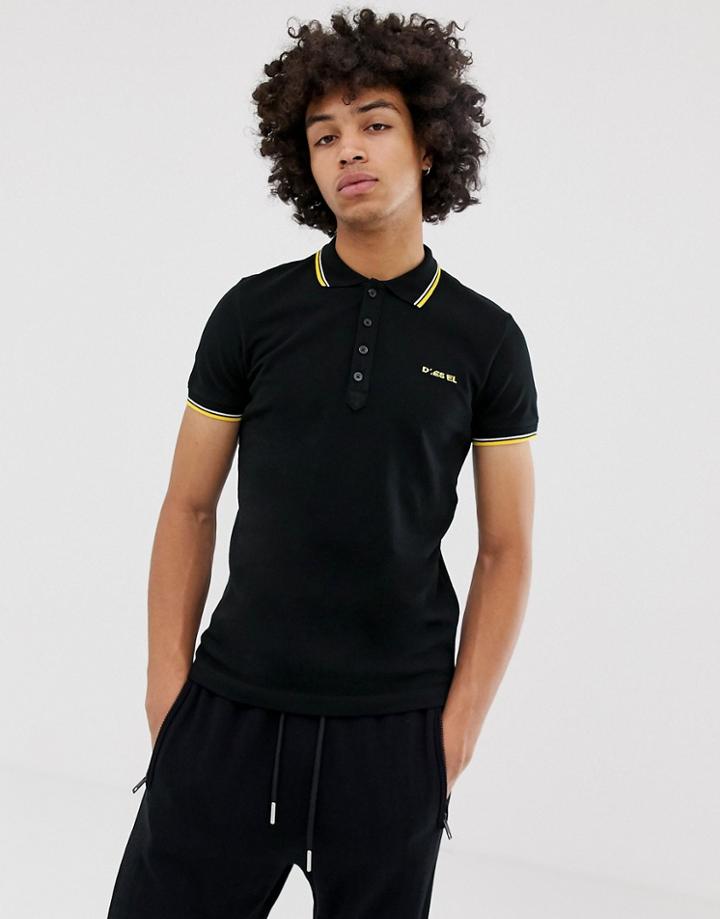 Diesel T-randy-broken Polo In Black - Black