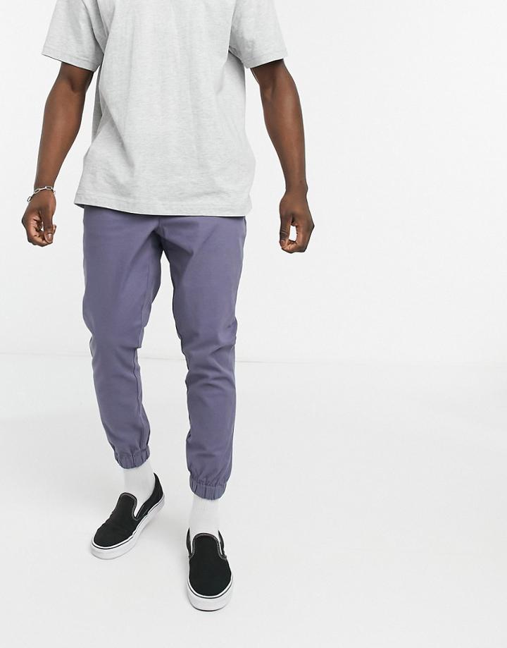 Asos Design Tapered Chino Joggers In Blue-grey