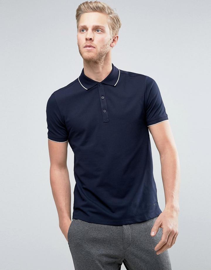 Hugo By Hugo Boss Polo Tipped Stretch Slim Fit In Navy - Navy