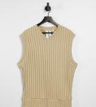 Collusion Unisex Oversized Vest In Jersey Knit In Tan - Part Of A Set-brown