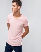 Jack & Jones Longline Curved Hem Stripe T-shirts - Pink
