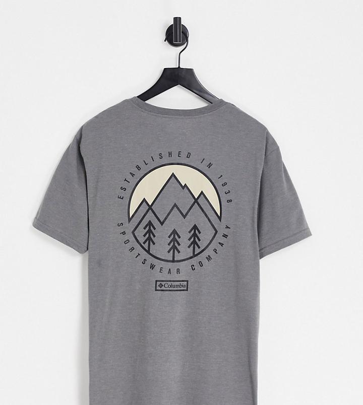 Columbia Tillamook Way Ii Back Print T-shirt In Dark Gray - Exclusive To Asos
