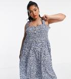 Only Curve Jersey Sundress With Ruched Strap In Navy