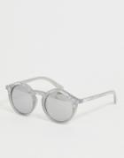 Skinnydip Gray Oversized Preppy Round Sunglasses