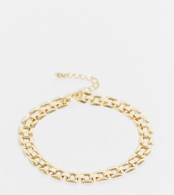 Designb London Curve Exclusive Elasticized Anklet In Chunky Links In Gold