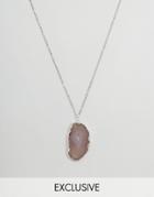 Reclaimed Vintage Inspired Necklace With Quartz Stone Pendant - Silver