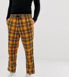 Collusion Tapered Fit Check Pants In Orange - Orange