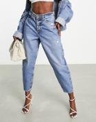 River Island Balloon Leg Jeans In Medium Blue