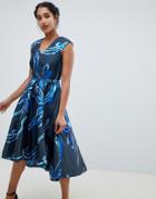 Closet London Jacqard Hi Lo Dress - Navy