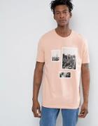 Asos Longline T-shirt With Photo Applique - Orange