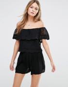 New Look Lace Bardot Top - Black