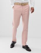 Asos Design Wedding Slim Suit Pants In Pink Wool Blend Check - Pink