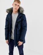 D-struct Fur Trimmed Oversized Mountain Parka Durable Poly - Navy