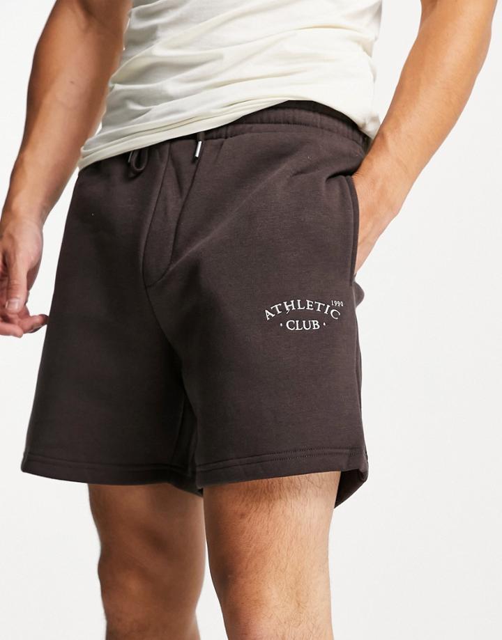 Jack & Jones Originals Loose Fit Sweat Shorts With Small Logo In Brown