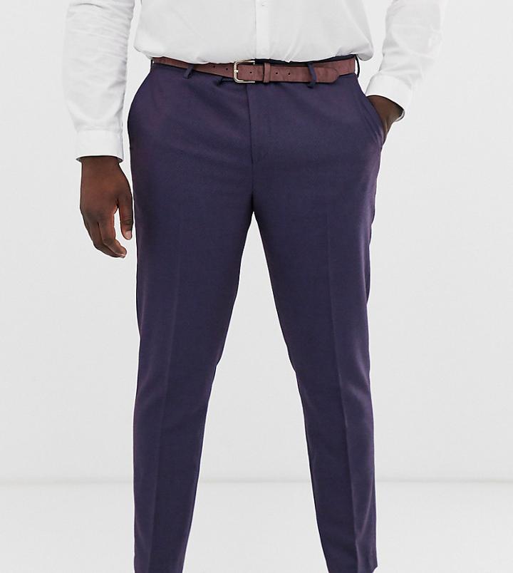 Asos Design Plus Wedding Skinny Suit Pants In Berry Twill-red