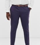 Asos Design Plus Wedding Skinny Suit Pants In Berry Twill-red