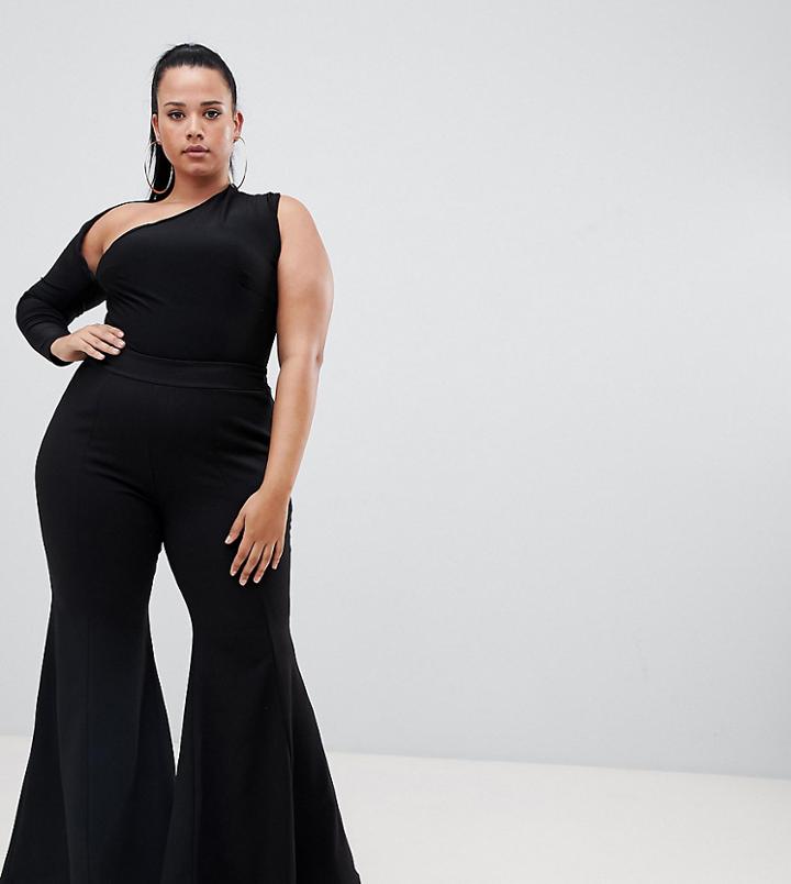 Club L Plus Extreme Flare Leg Pants In Black - Black
