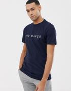 Ted Baker T-shirt With Rubber Logo In Blue - Navy