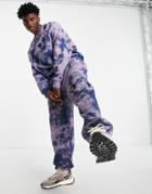 Asos Design Oversized Sweatpants In Purple Tie Dye With Rose Print - Part Of A Set