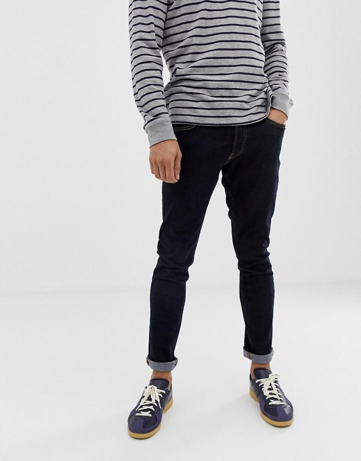 Jack & Jones Slim Fit Jeans In Dark Wash With Contrast Stitching - Blue