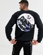 New Love Club Mountain Back Print Sweater-black