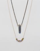 Nylon Multi Strand Crystal Necklace - Silver