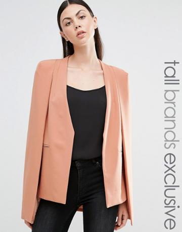 Lavish Alice Tall Longline Cape Blazer - Tan