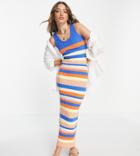 Y.a.s Exclusive Knitted Maxi Dress In Multicolored Stripe