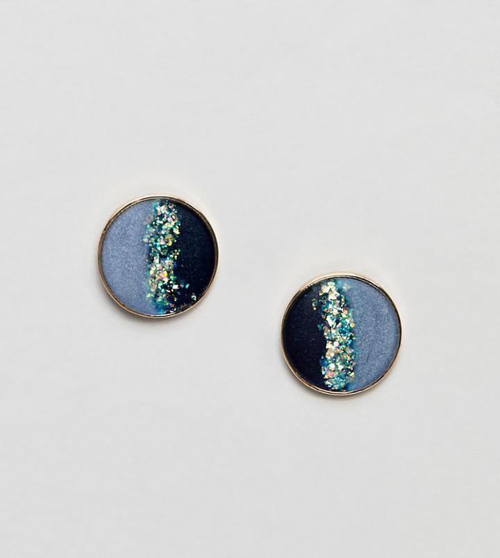 Designb London Oversized Resin Stud Earrings - Blue