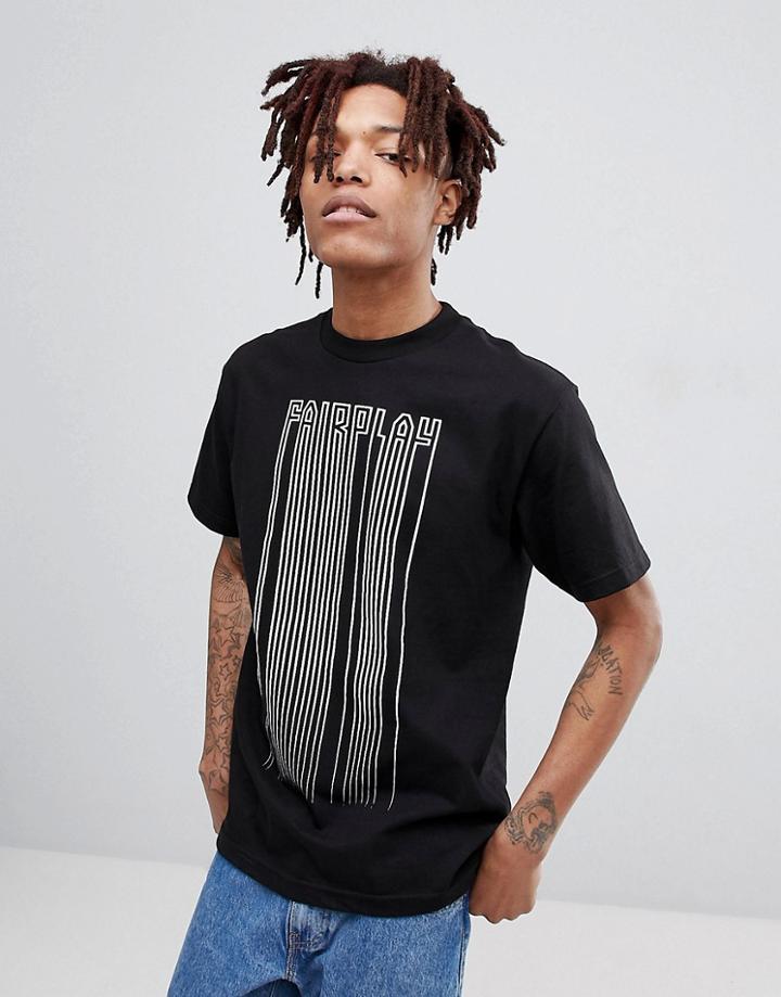 Fairplay Barcode Print T-shirt In Black - Black