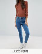 Asos Petite Ridley High Waist Skinny Jeans In Lily Wash - Blue