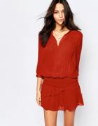 Ba & Sh Cassi Ruched Mini Dress In Brique - Brique