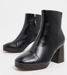 Asos Design Wide Fit Rhona Platform Boots In Black