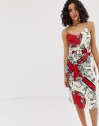 River Island Cami Dress In Scarf Print-red