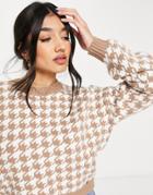 Hollister Knitted Sweater In Houndstooth Print In Brown