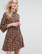 Influence Collared Flared Sleeve Dress - Multi