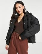 Na-kd Padded Short Jacket With Hood In Black