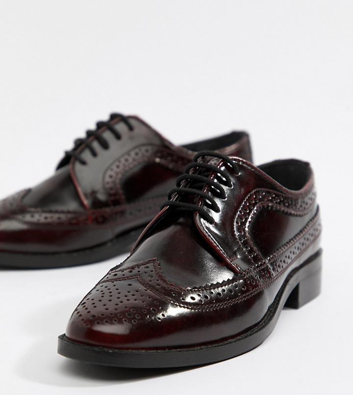 Asos Design Mai Tai Leather Brogues - Red